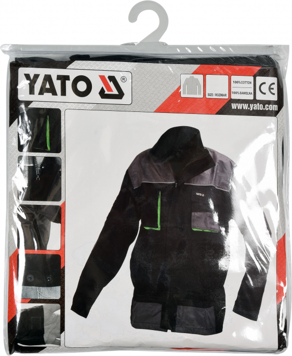 Bluza de lucru YATO 100% bumbac 270g/m2 negru/gri XXL [7]