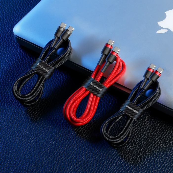 Cablu de date rapid BASEUS Cafule USB-C la USB-C PD2.0 60W flash charging 20V 3A 2m (negru+gri) CATKLF-HG1 [6]