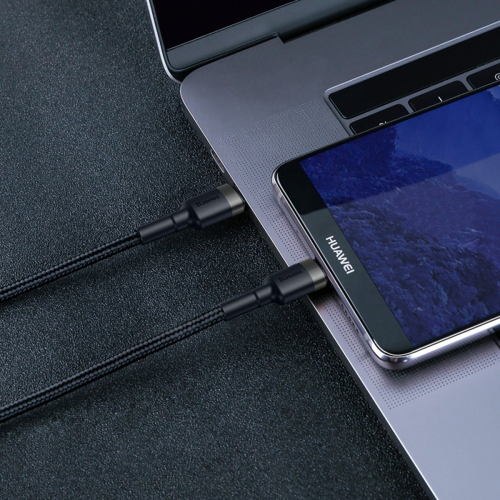 Cablu de date rapid BASEUS Cafule USB-C la USB-C PD2.0 60W flash charging 20V 3A 2m (negru+gri) CATKLF-HG1 [7]