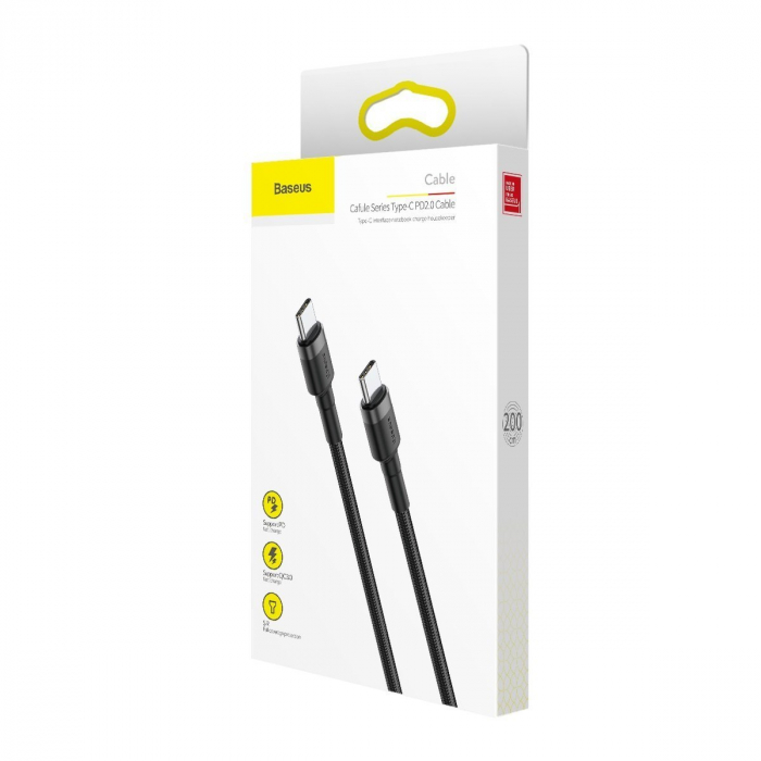 Cablu de date rapid BASEUS Cafule USB-C la USB-C PD2.0 60W flash charging 20V 3A 2m (negru+gri) CATKLF-HG1 [9]