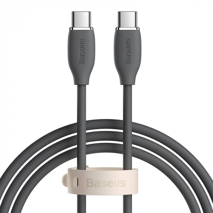 Cablu de date rapid BASEUS Jelly USB-C la USB-C 100W 480Mbps flash charging 2m (negru) CAGD030101