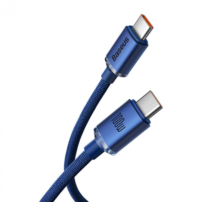Cablu de date rapid BASEUS Crystal Shine USB-C la USB-C 100W 480Mbps flash charging 2m (albastru) CAJY000703 [8]