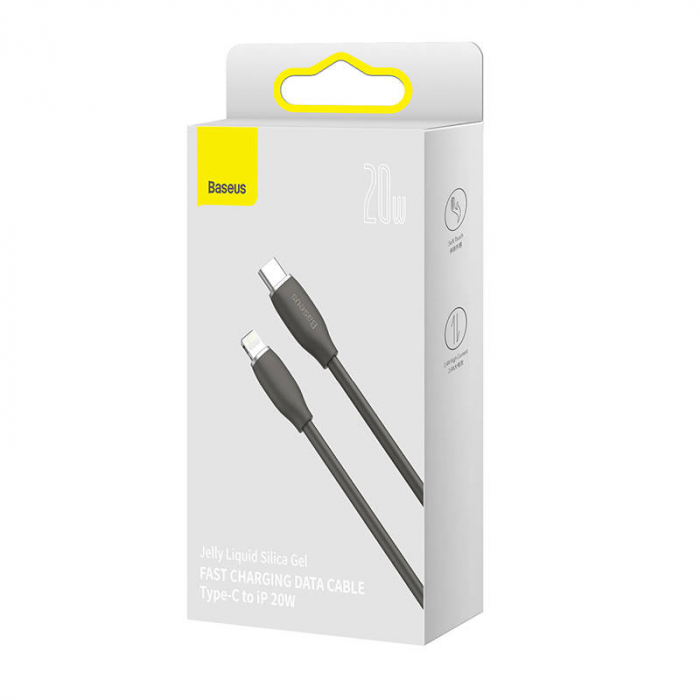 Cablu de date rapid BASEUS Jelly USB-C la Lightning 20W 2m (negru) CAGD020101 [5]