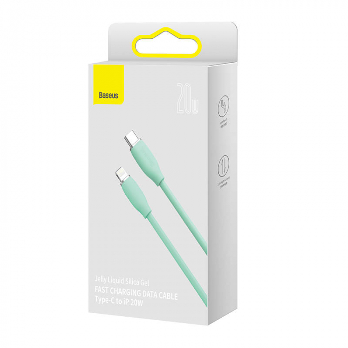 Cablu de date rapid BASEUS Jelly USB-C la Lightning 20W 1.2m (verde) CAGD020006 [5]