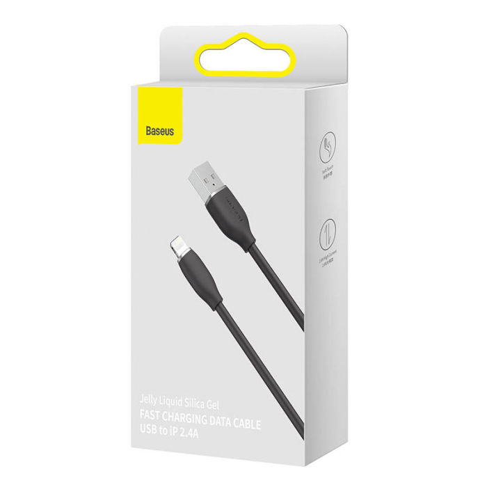 Cablu de date rapid BASEUS Jelly USB la Lightning 2.4A 2m (negru) CAGD000101 [6]