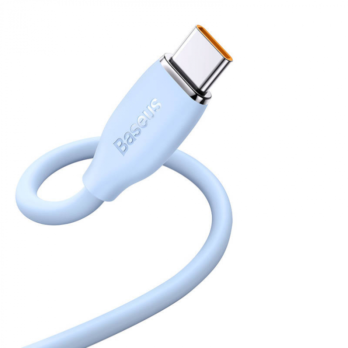 Cablu de date rapid BASEUS Jelly USB la USB-C 100W 480Mbps flash charging 2m (albastru) CAGD010103 [4]