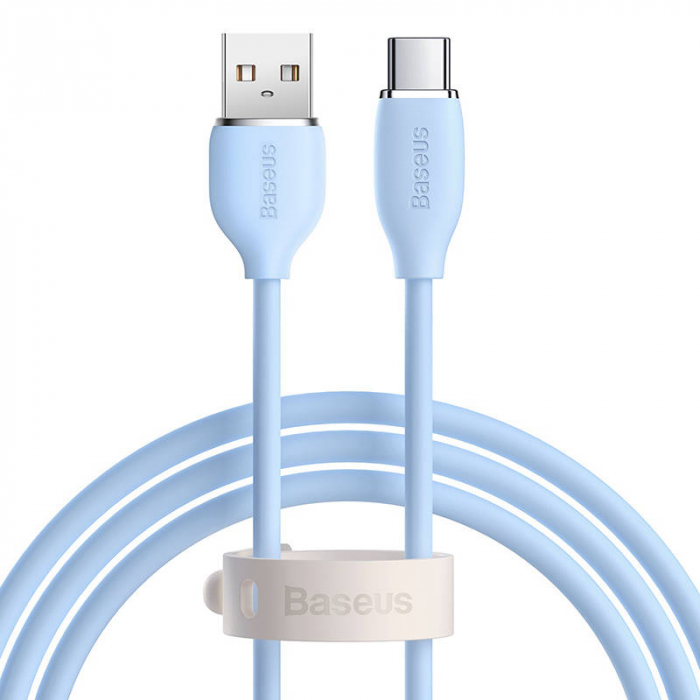 Cablu de date rapid BASEUS Jelly USB la USB-C 100W 480Mbps flash charging 1.2m (albastru) CAGD010003