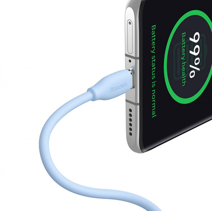 Cablu de date rapid BASEUS Jelly USB-C la USB-C 100W 480Mbps flash charging 2m (albastru) CAGD030103 [4]