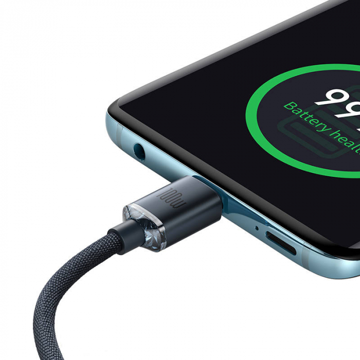 Cablu de date rapid BASEUS Crystal Shine USB-C la USB-C 100W 480Mbps flash charging 2m (negru) CAJY000701 [2]