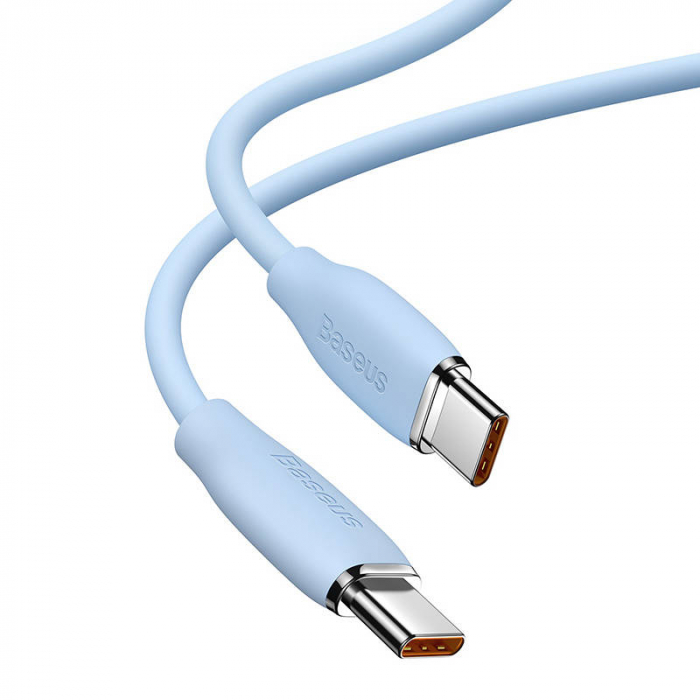 Cablu de date rapid BASEUS Jelly USB-C la USB-C 100W 480Mbps flash charging 2m (albastru) CAGD030103 [2]