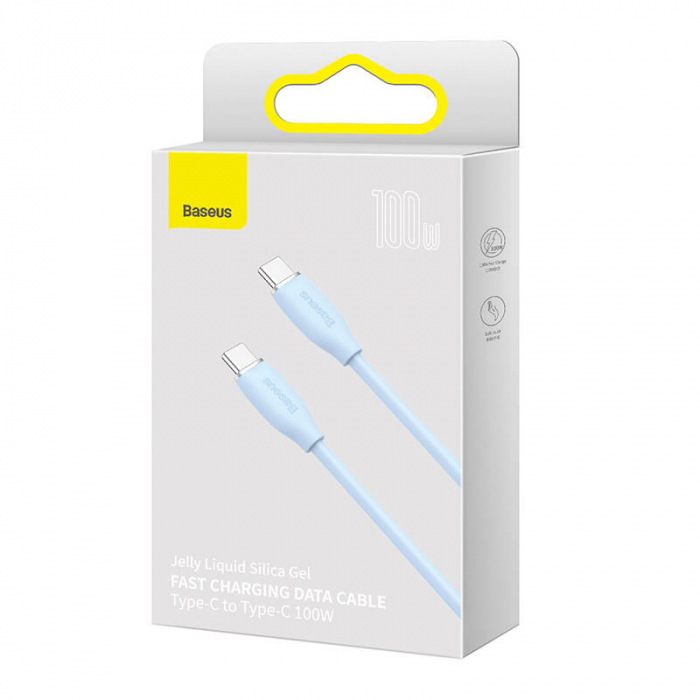 Cablu de date rapid BASEUS Jelly USB-C la USB-C 100W 480Mbps flash charging 2m (albastru) CAGD030103 [7]
