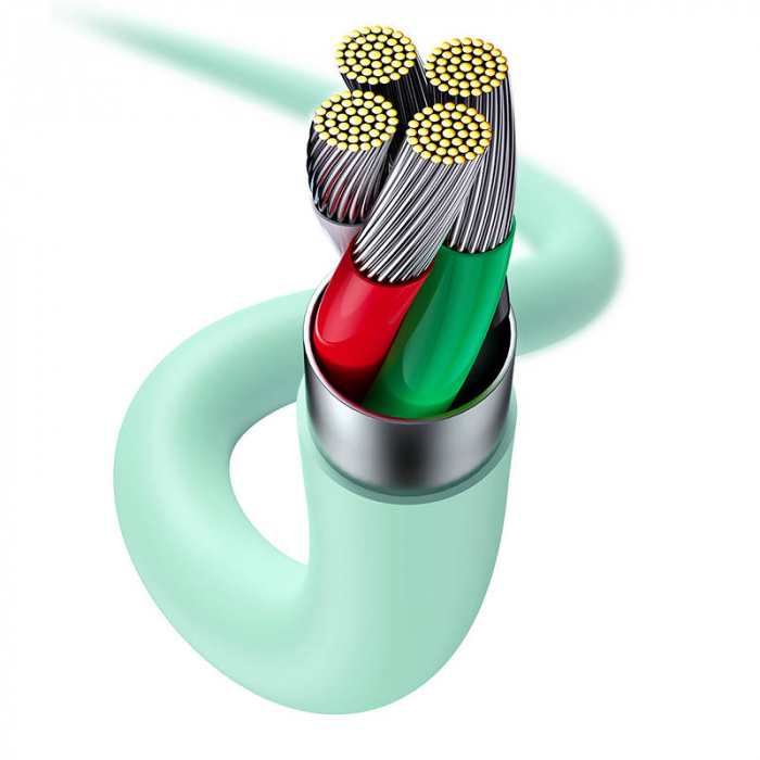 Cablu de date rapid BASEUS Jelly USB la Lightning 2.4A 2m (verde) CAGD000106 [5]