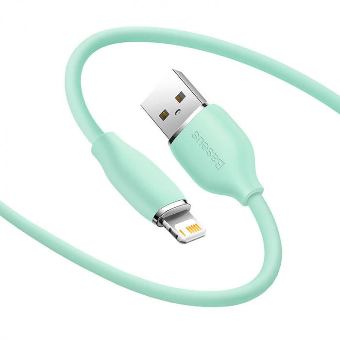 Cablu de date rapid BASEUS Jelly USB la Lightning 2.4A 2m (verde) CAGD000106 [2]