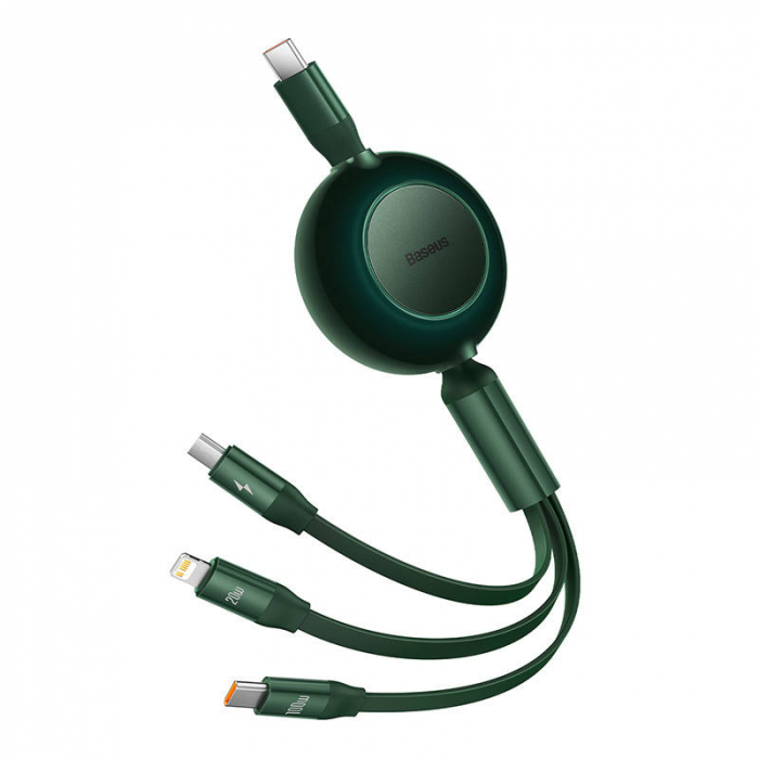 Cablu de date rapid USB-C BASEUS Bright Mirror 4 3in1 USB-C / Lightning / Micro 100W / 3.5A 1.1m - Verde CAMJ010206 [5]