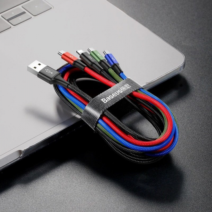 Cablu de date rapid USB BASEUS 4in1 USB-C / 2x Lightning / Micro 3.5A 1.2m - Negru CA1T4-A01 [6]