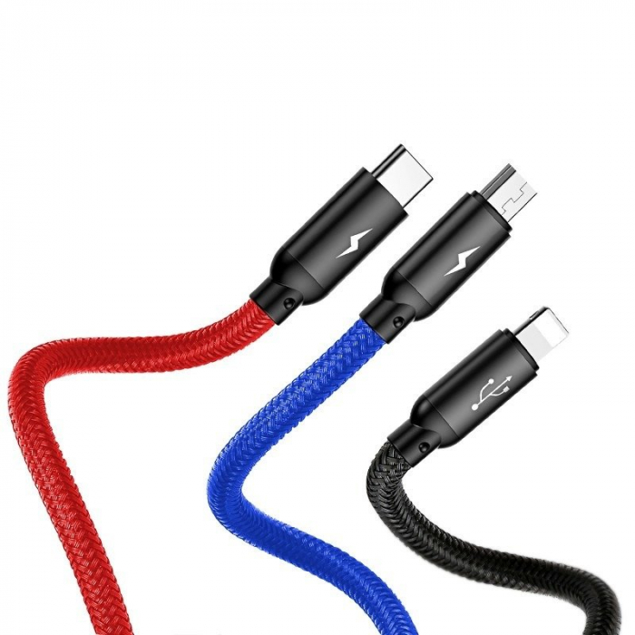 Cablu de date rapid USB BASEUS 3in1 USB-C / Lightning / Micro 3A 1.2m - Negru CAMLT-BSY01 [4]