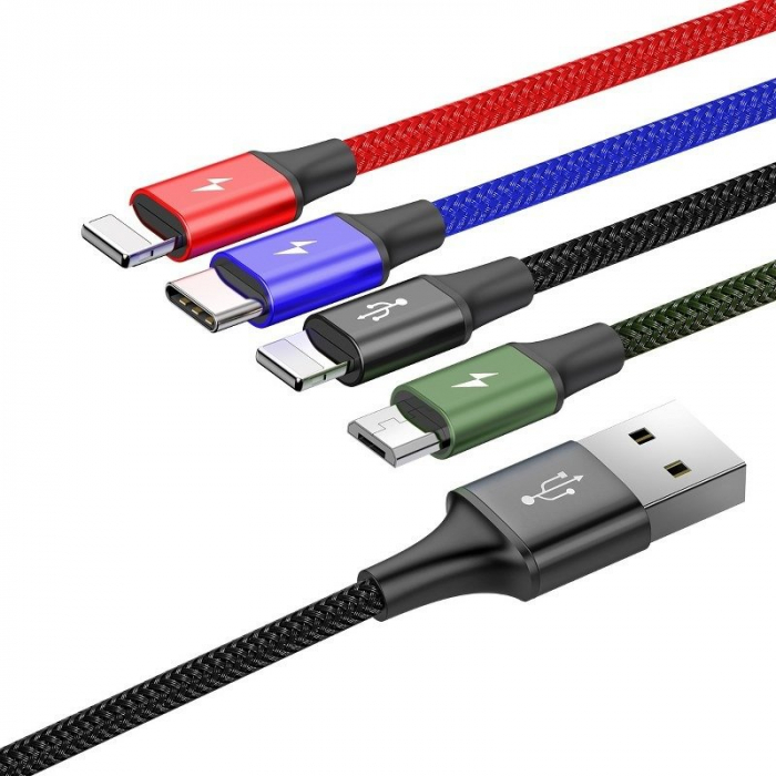 Cablu de date rapid USB BASEUS 4in1 USB-C / 2x Lightning / Micro 3.5A 1.2m - Negru CA1T4-A01 [2]
