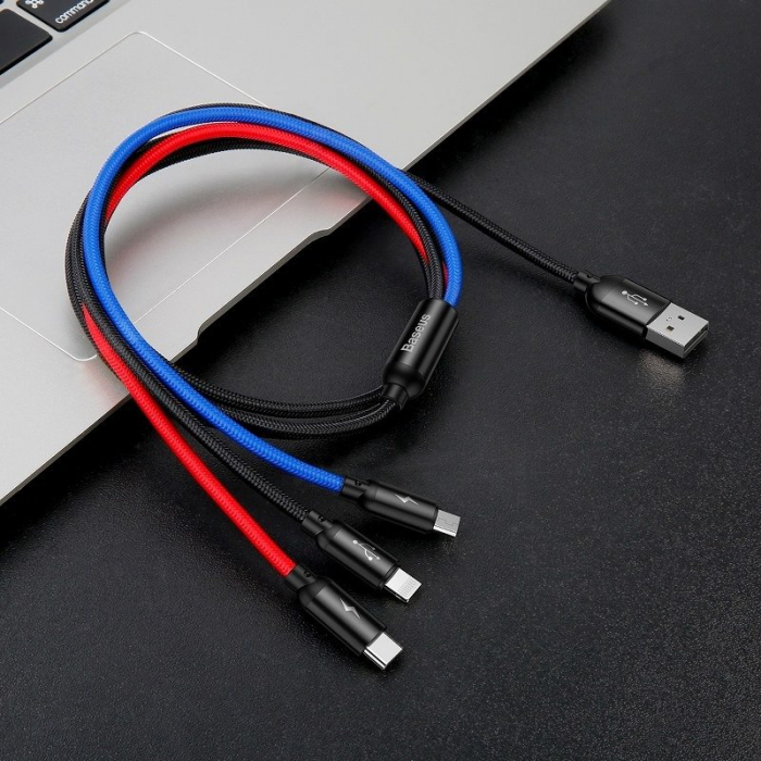 Cablu de date rapid USB BASEUS 3in1 USB-C / Lightning / Micro 3A 1.2m - Negru CAMLT-BSY01 [10]