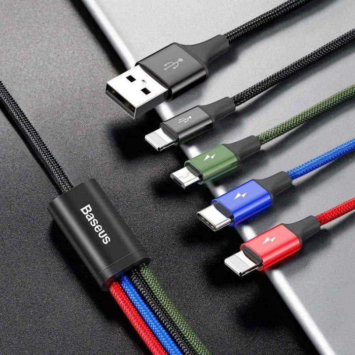 Cablu de date rapid USB BASEUS 4in1 USB-C / 2x Lightning / Micro 3.5A 1.2m - Negru CA1T4-A01 [7]
