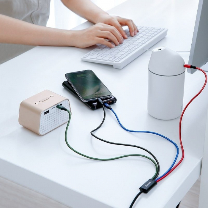 Cablu de date rapid USB BASEUS 4in1 USB-C / 2x Lightning / Micro 3.5A 1.2m - Negru CA1T4-A01 [5]
