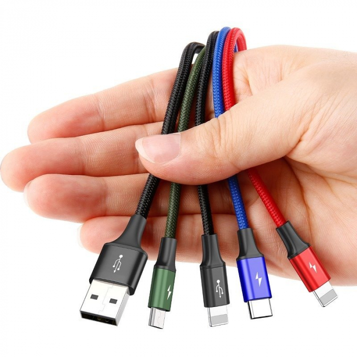 Cablu de date rapid USB BASEUS 4in1 USB-C / 2x Lightning / Micro 3.5A 1.2m - Negru CA1T4-A01 [3]