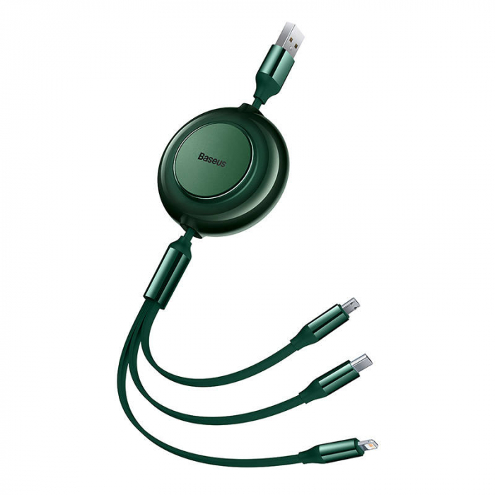 Cablu de date rapid USB BASEUS Bright Mirror 2 3in1 USB-C / Lightning / Micro 3.5A 1.1m - Verde CAMJ010006 [5]
