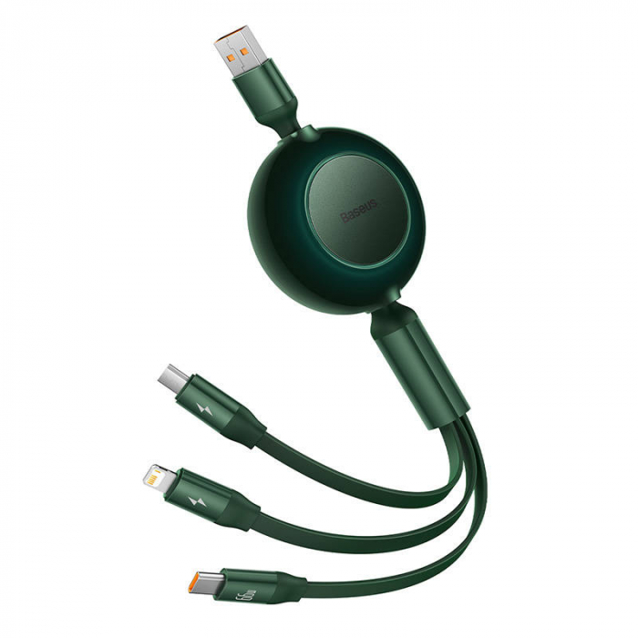 Cablu de date rapid USB BASEUS Bright Mirror 3 3in1 USB-C / Lightning / Micro 66W / 2A 1.1m - Verde CAMJ010106 [5]