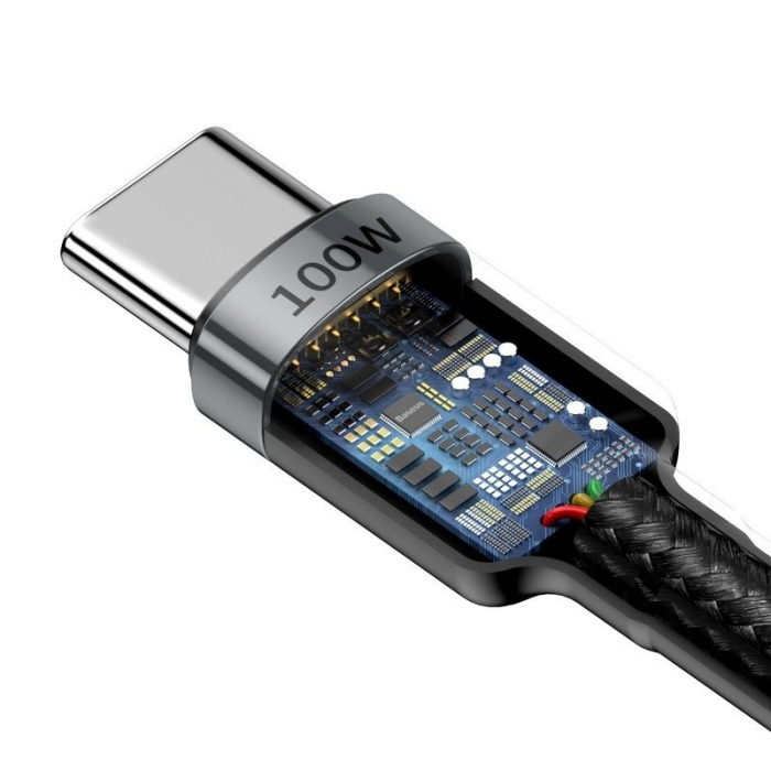 Cablu de date rapid BASEUS Cafule USB-C la USB-C PD2.0 100W flash charging 20V 5A 2m (negru+gri) CATKLF-ALG1 [5]