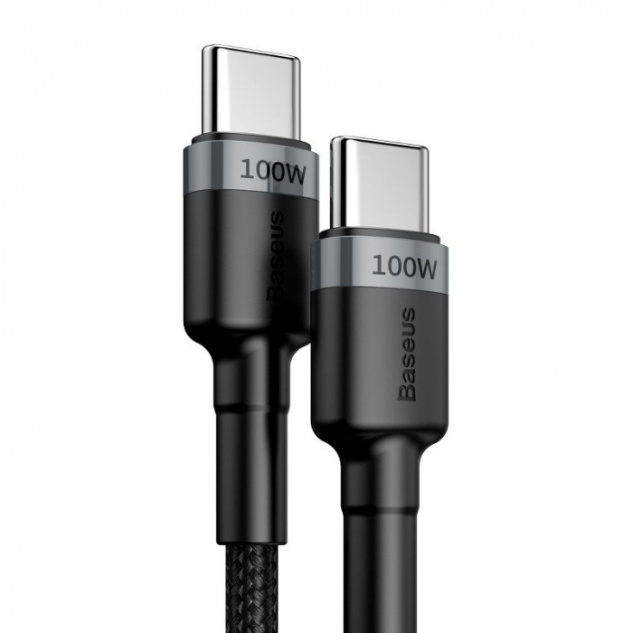 Cablu de date rapid BASEUS Cafule USB-C la USB-C PD2.0 100W flash charging 20V 5A 2m (negru+gri) CATKLF-ALG1 [2]