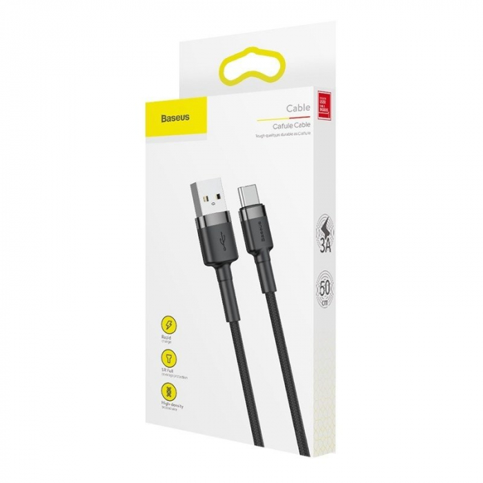 Cablu de date USB-C BASEUS Cafule 2A 3m (negru+gri) CATKLF-UG1 [8]