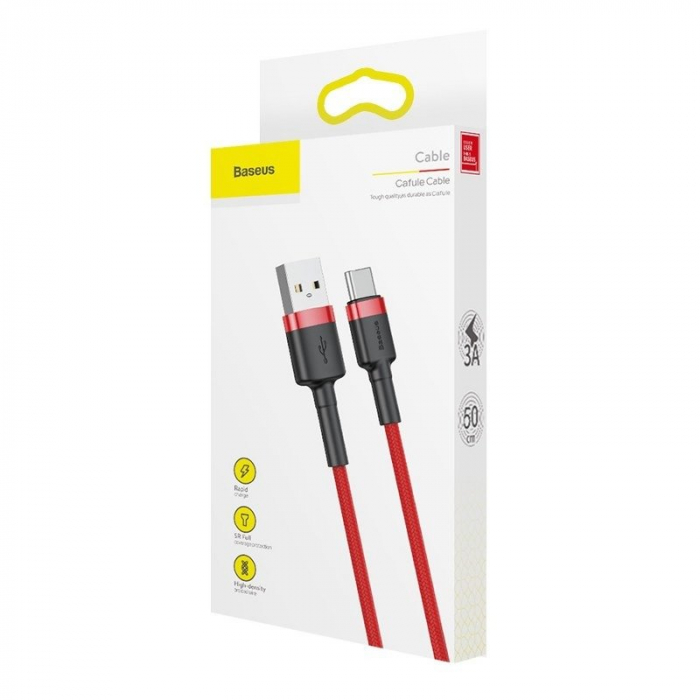 Cablu de date USB-C BASEUS Cafule 2A 3m (rosu) CATKLF-U09 [8]