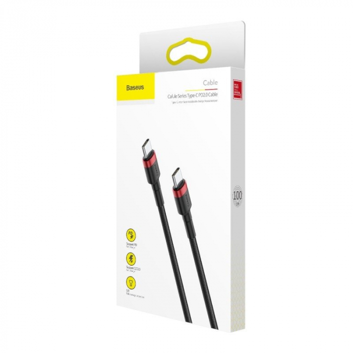 Cablu de date USB-C BASEUS PD 2.0 QC 3.0 60W 2m (negru+rosu) CATKLF-H91 [6]
