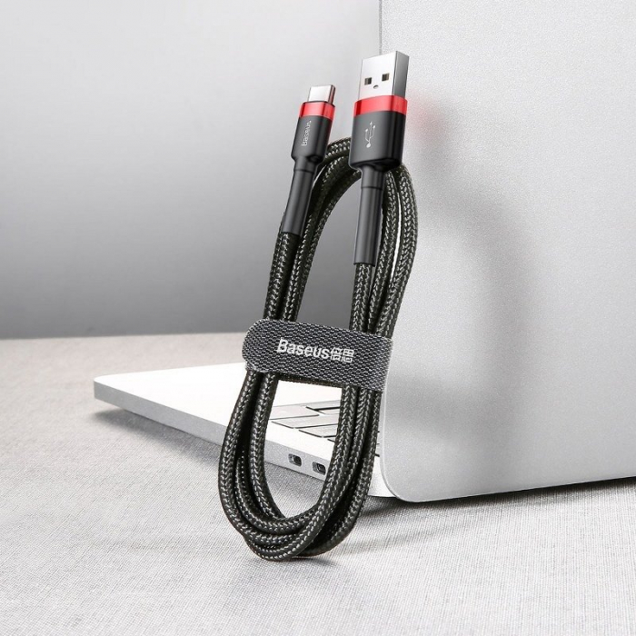 Cablu de date USB-C BASEUS Cafule 2A 3m (negru+rosu) CATKLF-U91 [7]