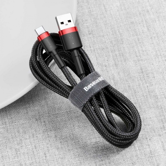 Cablu de date USB-C BASEUS Cafule 2A 3m (negru+rosu) CATKLF-U91 [6]