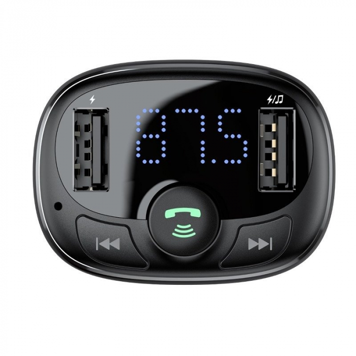 Modulator FM bluetooth BASEUS Tip T 2xUSB microSD (negru) CCTM-01 [4]