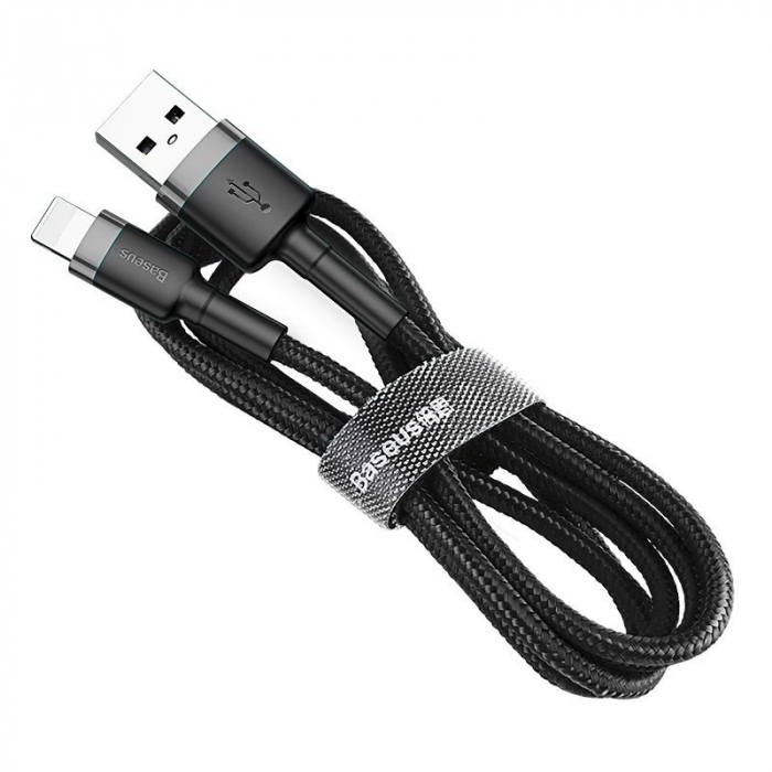 Cablu de date USB Lightning BASEUS Cafule 1,5A 2m (gri+negru) CALKLF-CG1 [3]