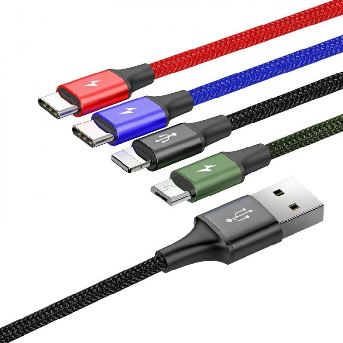 Cablu de date rapid USB BASEUS 4in1 2xUSB-C / Lightning / Micro 3.5A 1.2m - Negru CA1T4-B01 [2]