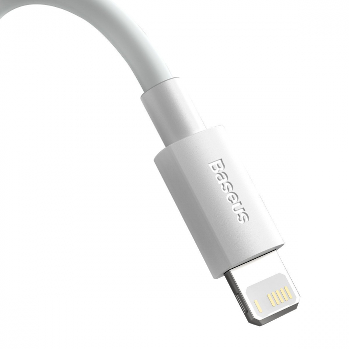 Cablu de date USB la Lightning BASEUS Simple Wisdom 2.4A 1.5m set 2buc (Alb) TZCALZJ-02 [2]