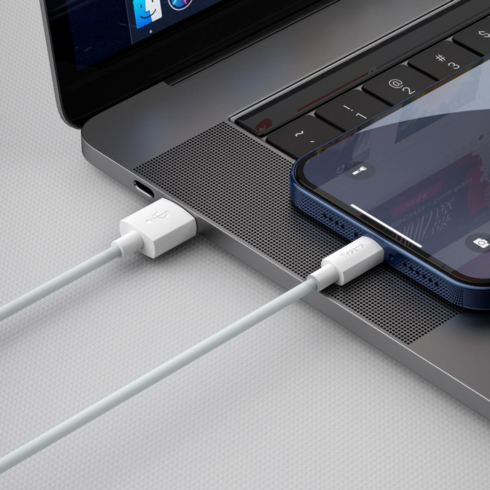 Cablu de date USB la Lightning BASEUS Simple Wisdom 2.4A 1.5m set 2buc (Alb) TZCALZJ-02 [6]