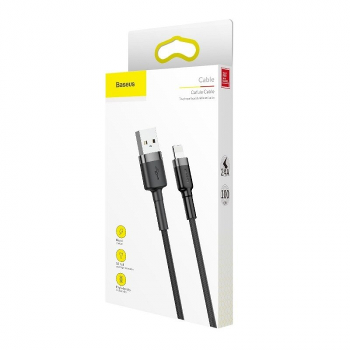 Cablu de date USB Lightning BASEUS Cafule 2.4A 1m (gri+negru) CALKLF-BG1 [9]