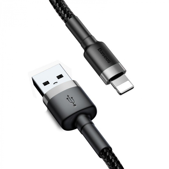 Cablu de date USB Lightning BASEUS Cafule 2.4A 1m (gri+negru) CALKLF-BG1 [2]