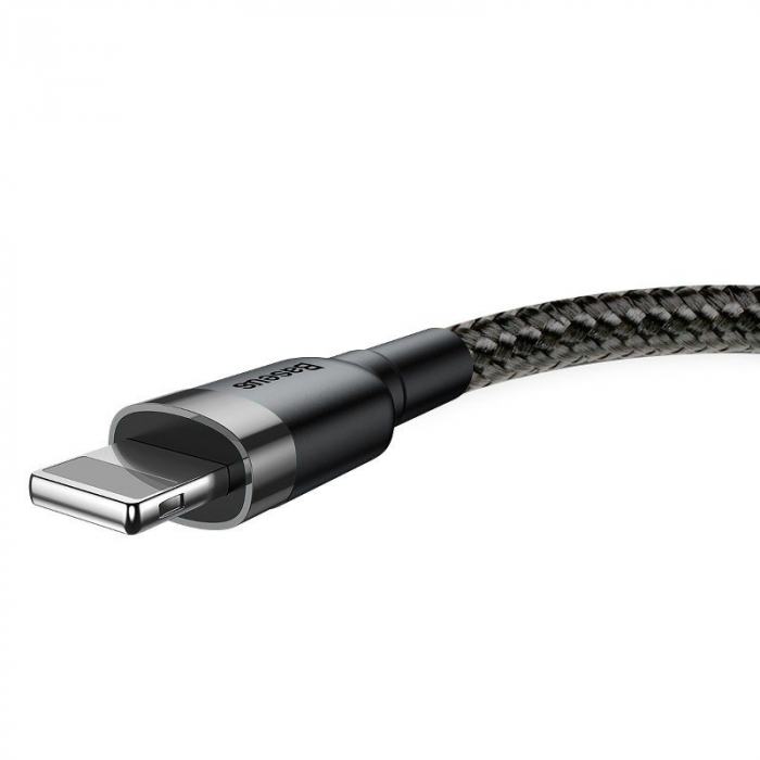 Cablu de date USB Lightning BASEUS Cafule 2.4A 1m (gri+negru) CALKLF-BG1 [4]