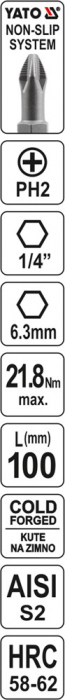 Capat surubelnita 1/4 YATO tip bit PH2 100 - 200 mm [3]