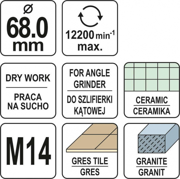 Carota diamantata YATO pentru polizor unghiular M14 [4]