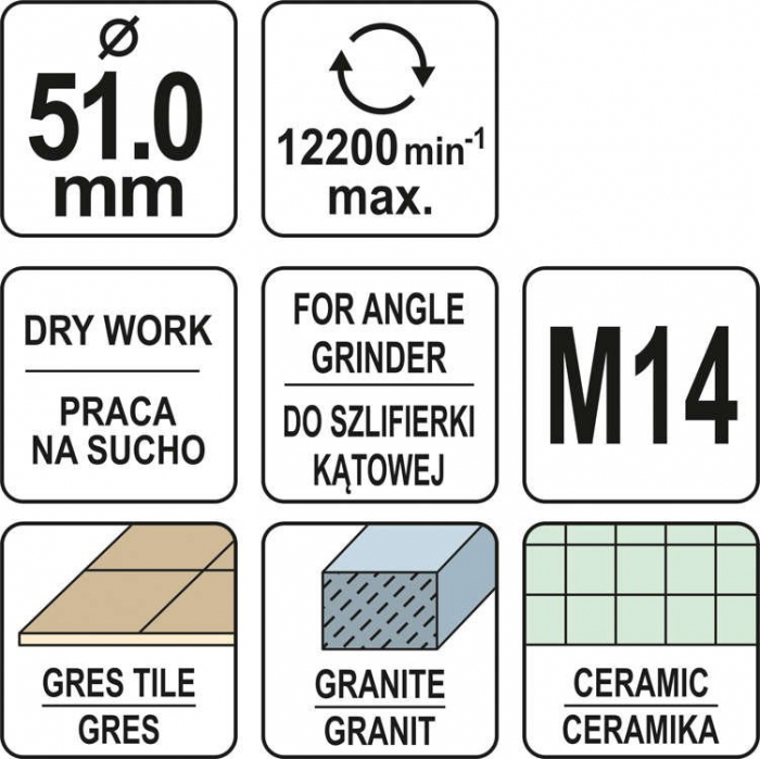 Carota diamantata YATO pentru polizor unghiular M14 [4]