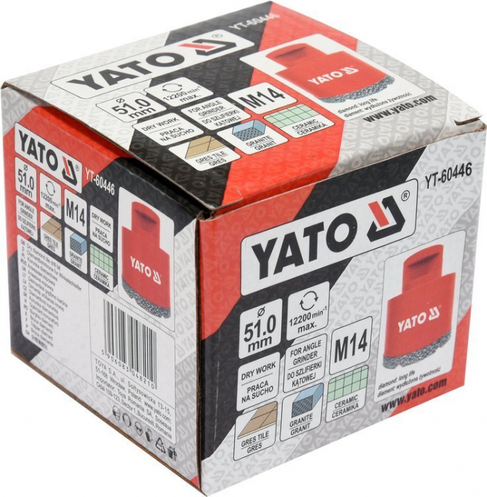Carota diamantata YATO pentru polizor unghiular M14 [3]