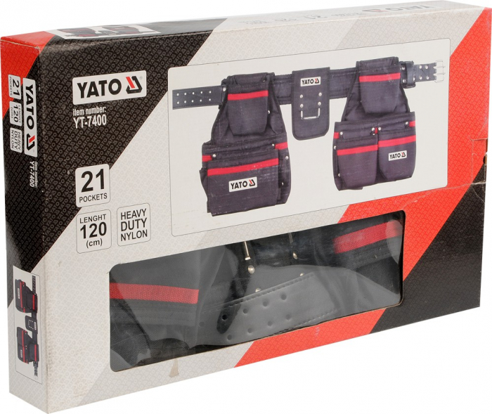 Centura pentru scule YATO 90-120cm 21 buzunare NYLON [3]