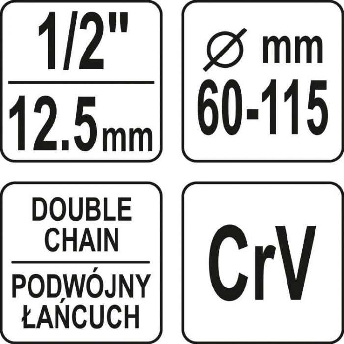 Cheie cu lant pentru filtru ulei YATO 1/2 60-170mm CrV [5]