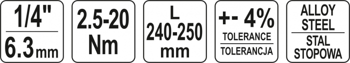 Cheie dinamometrica YATO 1/4 Inch 2.5-20Nm 240-250mm [5]
