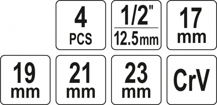 Cheie pentru roti YATO rabatabila 1/2 17X19X21X23mm CrV [5]